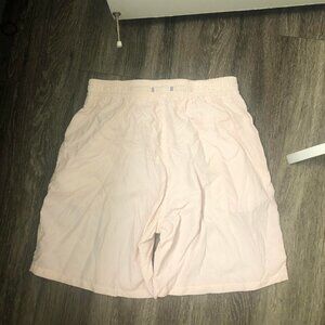 Solid and Striped Mens Pink and White Striped Swimming Trunks Sz M